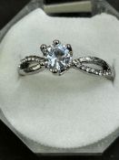 1ct Moissanite silver ring with coa