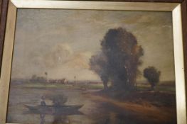 Victorian oil on canvas river scene