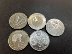 5x Five pound coins