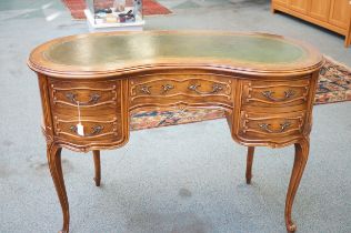 French style kidney shaped knee hole writing desk