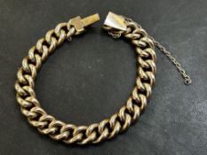 9ct Rose gold bracelet with safety chain Weight 18.3g