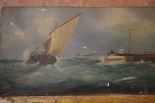 Small oil on board sail boat scene signed C Beaty