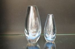 2x Possibly Swedish heavy glass vases tallest 21 c