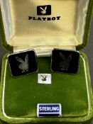Playboy cufflinks with sterling silver pin in original box (cufflinks not silver)