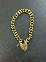 9ct Gold bracelet with heart shaped locket & safet