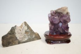 Amethyst Crystal formation Height 13 cm & 1 other