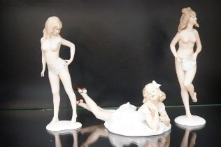 3x Wallendorf figures of ladies tallest 26cm