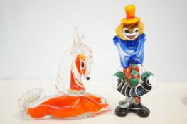 Murano art glass clown & 1 other