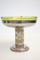 Early 20th century plated pedestal dish with green