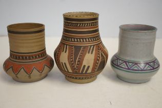 3x Poole pottery vases