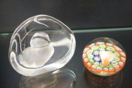 Murano millefiori paperweight together with a Swed