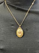 Victorian gold chain & photo pendant - unmarked te