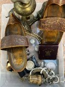 French clogs, costume jewellery, coins & others