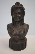 Very heavy cast iron bust of a lady Height 40 cm