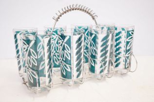 Retro set of 8 lemonade glasses & carrier