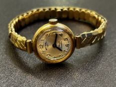 9ct Gold case & strap Rotary ladies wristwatch Tot