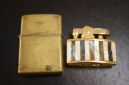2 Lighters 1 Zippo & 1 Ronson mother of pearl