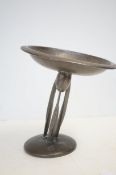 Art Nouveau pewter pedestal dish A.F