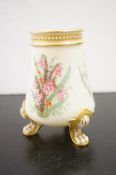 Royal Worcester 3 clan feet hand painted vase 1880