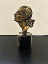 Art nouveau profile head on marble base