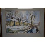 An original Brian Barlow watercolour titled winter