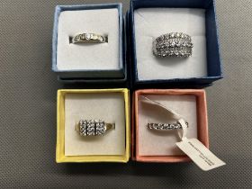 4x 925 Silver Swarovski rings