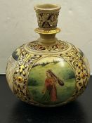 Asian alabaster hand painted vase