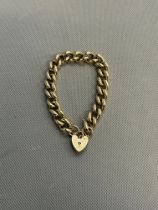 9ct Gold bracelet with heart shaped locket & safet