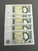 5 One pound notes - uncirculated in consecutive nu