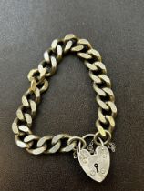 Silver heavy link bracelet, stamped every link
