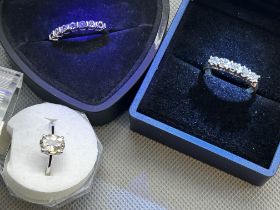 3x 925 silver rings set with champagne Danburite,