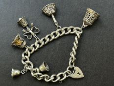 Silver charm bracelet- 6 charms