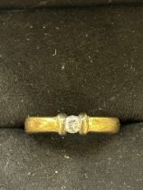 9ct Gold diamond solitaire ring Size K 3.5g