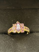 9ct Gold ring set with amethyst Size O 3.2g