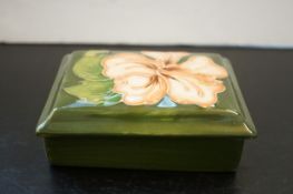 Moorcroft green hibiscus trinket box