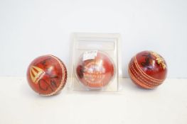3x signed cricket balls, 2 signed by James Andrews