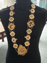 Masonic regalia, large chain with 20 jewels to inc