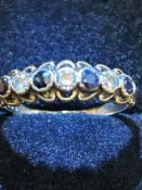 9ct Gold ring set with sapphires & cz stones Size