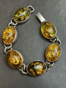 925 Silver and Amber Bracelet