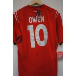 Signed Michael Own England football shirt with tag