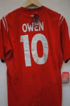 Signed Michael Own England football shirt with tag