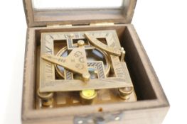 Reproduction Boxed brass sundial & compass