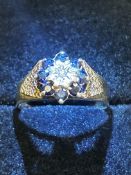 9ct Gold ring set with diamond & sapphires Size Q