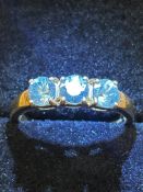 9ct Gold ring set with 3 blue gemstones Size O 2.7