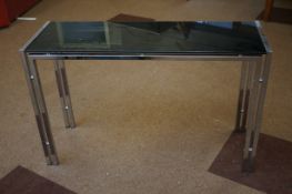 Good quality glass & chrome hall table 121 cm wide