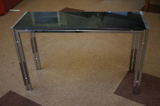 Good quality glass & chrome hall table 121 cm wide