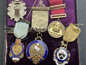 Collection of silver masonic jewels