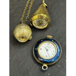 Three Ladies Pendant Watches Including an enamelle