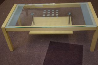 Modern light wood & glass coffee table