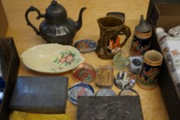 Mixed box to include Carlton ware & paper weights